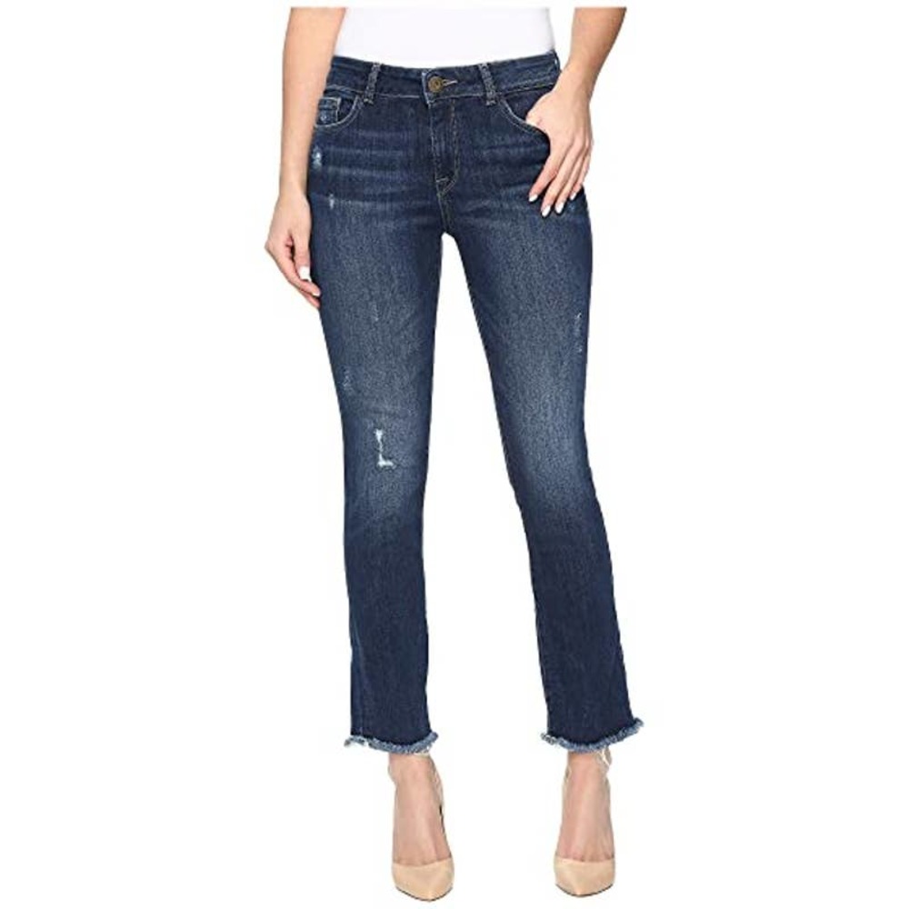 DL1961 Mara Instasculpt Straight Ankle Fray Hem Distressed Blue Jeans Women's 28